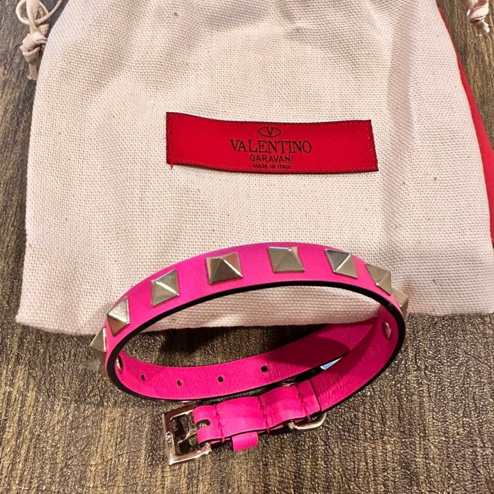 Valentino Vibrant Pink Studded Belt